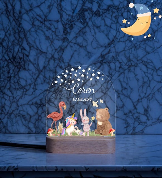 Kişiye Özel Hayvan Temalı Gece Lambası – Çocuklara Doğum Günü Hediyesi