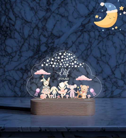 Bulut Tasarımlı Kişiye Özel Gece Lambası – Bebek ve Çocuklara Hediye