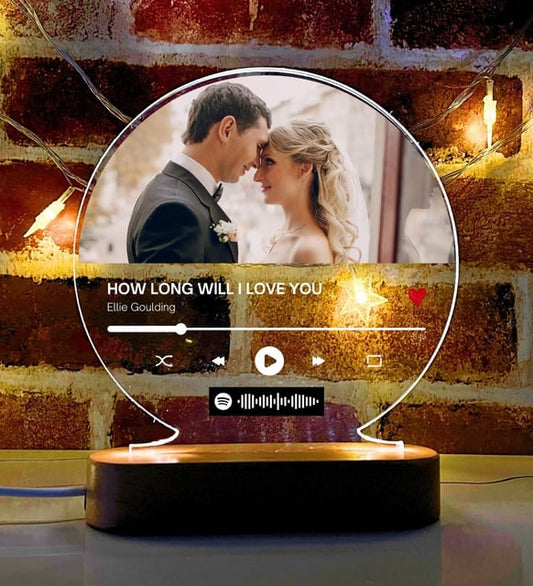 Fotoğraflı Şarkı Temalı Gece Lambası – Düğün ve Yıldönümü Hediyesi