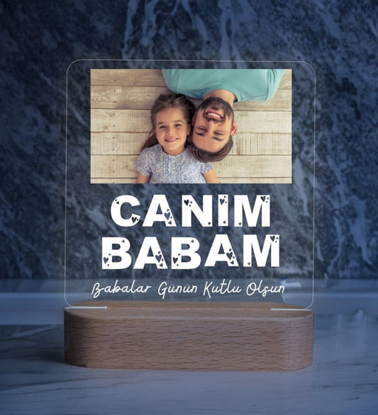 Babalar Günü İçin Kişiye Özel Fotoğraflı Gece Lambası – Canım Babam