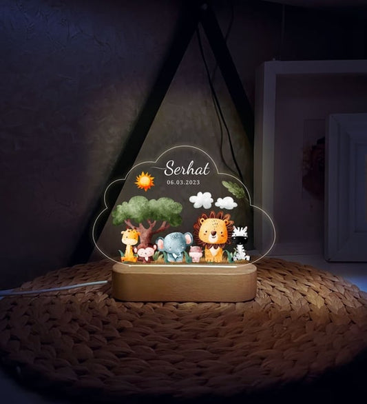 Kişiye Özel Safari Temalı Gece Lambası – Erkek Çocuklara Doğa Keşfi Hediyesi